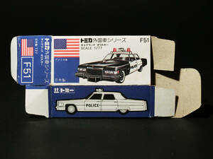 トミカ外国車シリーズ 青箱F51 S=1/77『キャデラック ポリスカー』空箱/日本製T27/アメ車旧車/CADILLAC