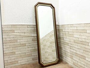 イタリア製 全身鏡 壁掛け鏡 ウォールミラー 立て掛け 木製 インテリア家具 アンティーク