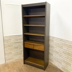 karimoku カリモク 書棚 木製 棚 オープンシェルフ 本棚 引き出し付き 収納 家具 飾り棚 インテリア 高さ180cmの画像1