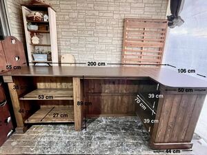 Art hand Auction [N-21] Wooden counter desk*H89･W200･D106cm*Reception register counter*Office desk*Kitchen counter*Order possible, handmade works, furniture, Chair, table, desk
