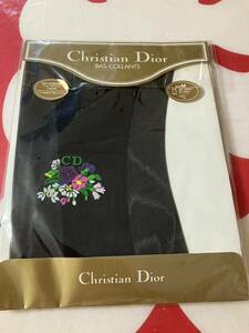 Christian Dior bas collants oC6006o ノアール M クリスチャン ディオール 花柄 ワンポイント パンスト 黒 パンティストッキング