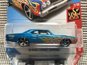 レア未開封1/64Hot Wheelsホットウィール'69ダッジ コロネット スーパービーフレイムス ブルーメタリック'69DODGE CORONET SUPERBEE FLAMES