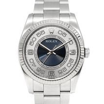 美品 ロレックス ROLEX オイスターパーペチュアル 116034 M番 シルバー×ブルーコンセントリック文字盤 SS/WG メンズ腕時計 自動巻き_画像1