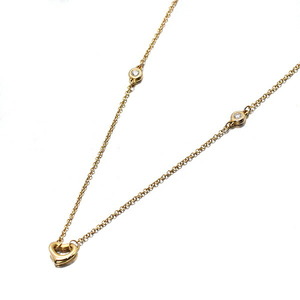  Tiffany TIFFANY&Co. Open Heart 2P diamond K18YG necklace 40cm yellow gold 750 brand 