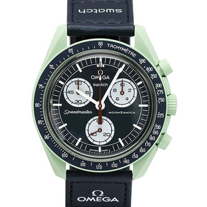 美品 オメガ×スウォッチ OMEGA×Swatch スピードマスター ミッション オン アース SO33G100 バイオセラミック メンズ腕時計 クォーツ