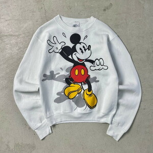 90 period USA made MICKEY MOUSE character print sweatshirt lady's S corresponding men's 