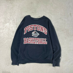 90年代 USA製 STARTER NBA DETROIT PISTONS プリントスウェットシャツ メンズXL