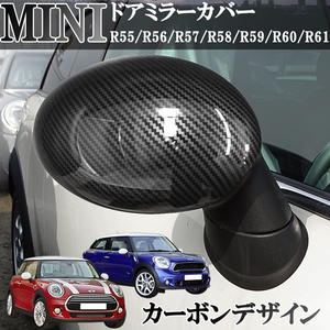 MINI ミニ ミニクーパー R55 R56 R57 R58 R59 R60 R61 ドアミラーカバー カーボンデザイン　光沢　艶あり 左右セット　アクセサリー　外装