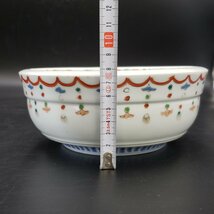 陶器　茶碗　鉢　中鉢　レトロ　模様　彩色　和雑貨　和食器　普段使い　植物　中華　食卓　盛皿　花柄　大皿　煮物　ボウル【80k53】_画像6