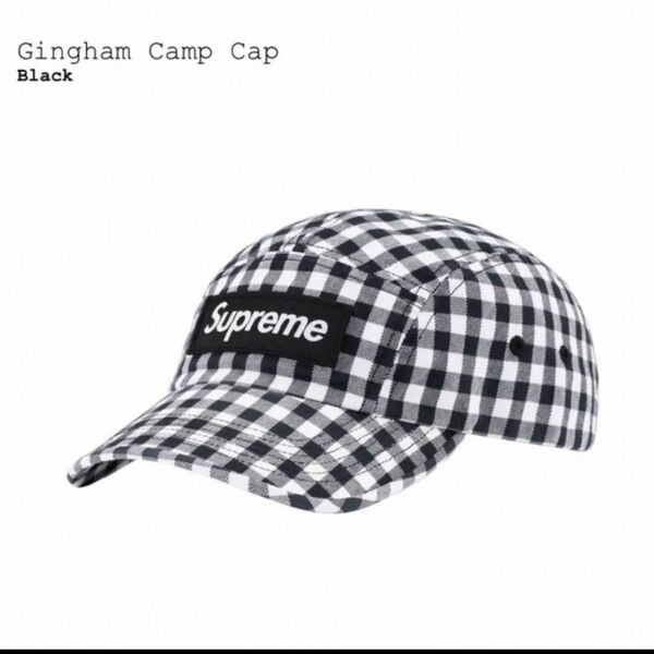 supreme Gingham Camp Cap　ブラック