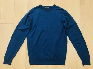 【良品】JOHNSMEDLEY★クルーネックニット★渋ブルー★M★英製