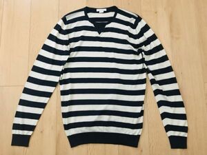 JOHN SMEDLEY★薄手ボーダーニット★クリーム×紺★S