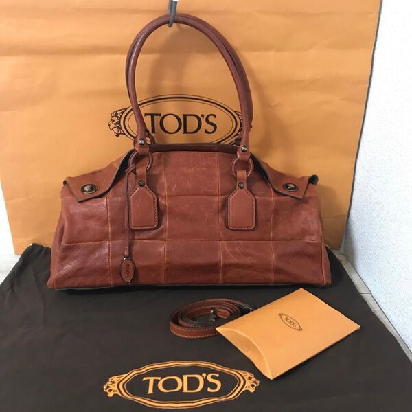 トッズ TOD'S ヴィンテージ加工 2way ショルダーバッグ 本革 ハンドバッグ