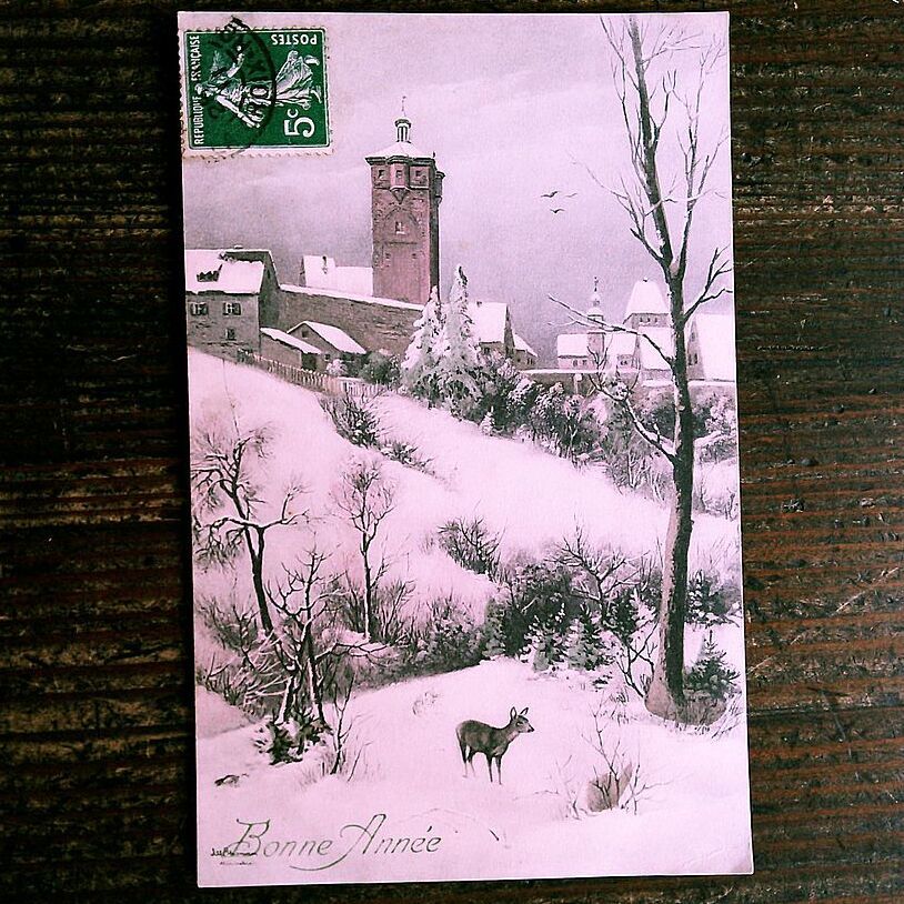 Иллюстрация(29)X51◆Антикварная открытка Франция Германия Бельгия Англия Открытка Пейзаж Новый Год Рождество, античный, коллекция, разные товары, открытка с изображением