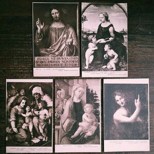 ルーブルの名画たち(C)5枚セット◆B55 アンティークポストカード 宗教画 人物 フランス ドイツ ベルギー イタリア ビンテージ 外国絵葉書 