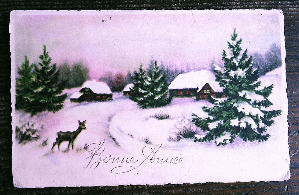 Иллюстрация (24) X51 ◆ Антикварные открытки Франция Германия Бельгия Англия Открытки Пейзаж Новый Год Рождество, античный, коллекция, разные товары, Открытка