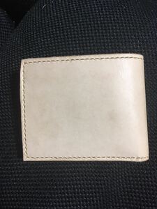 ヌメ革 本革 ハンドメイド 二つ折り財布 小銭入れあり ナチュラル