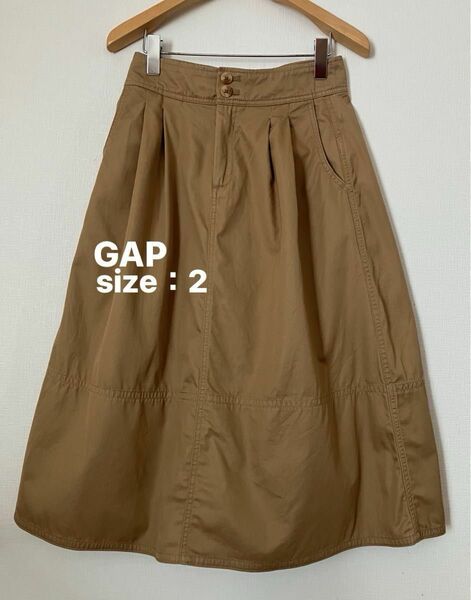 GAP スカート　サイズ2 ポケット付き　チノスカート 美品　ふんわり　コットン 100