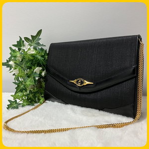  Conte s2way chain leather black shoulder clutch hose hair bag COMTESSE pouch second bag horse wool formal type . ceremonial occasions 