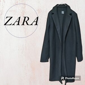 ZARA　ザラ　 チェスターコート　 ブラック　エレガント　カジュアル　オフィス　 ロングコート　黒