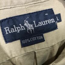 ポロラルフローレン POLO RALPH LAUREN 長袖 シャツ エンブレム ボタンダウン Lサイズ ベージュ系_画像3