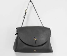 FURLA フルラ ◆ NET top handle トップハンドル レザー ショルダー バッグ 黒 ターンロック フラップ 鞄 ◆BT15_画像2