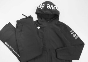 DESCENTE ◆ Move Sport ストレッチクロス ジャケット & パンツ 黒 Mサイズ 撥水 セットアップ ウォームアップ スーツ デサント ◆ZZ7