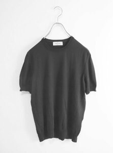 GRAN SASSO グランサッソ ◆ コットン クルーネック ニット Tシャツ 黒 サイズ48 半袖 カットソー ◆7/ZZ2