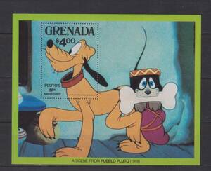 ディズニー　グレナダ　１９８１年「プルート５０周年」小型シート（未）