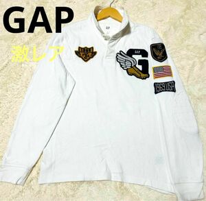 激レア GAP OLDGAP 白タグ オシャレ ワッペン ポロシャツ 長袖 エルボーパッチ M