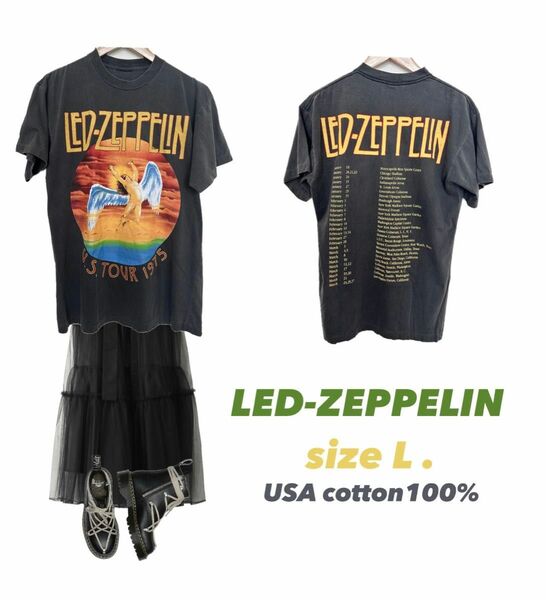 Led Zeppelin Vintage Graphic Tee 1975 バンT