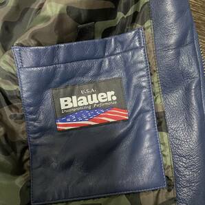 ☆革ジャン Blauer USA Anderson Leather Jacket 青 4時間ほど使用、新品同様 シープスキン☆の画像5