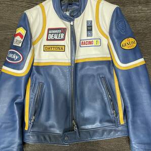 ☆革ジャン Blauer USA Anderson Leather Jacket 青 4時間ほど使用、新品同様 シープスキン☆の画像1