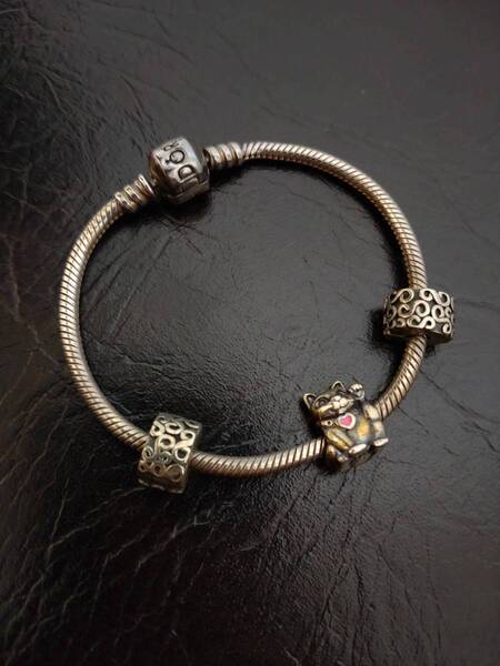 PANDORA チャーム セット 招き猫 トライバル チェーン ブレスレット SV925