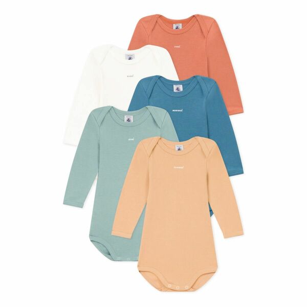 ★SALE中★『新品』petitbateau 12m/74cm 長袖ボディ5枚組