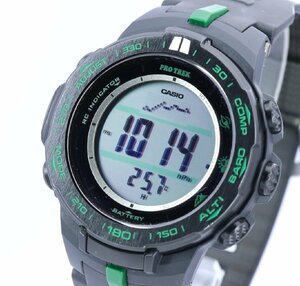 【行董】 AC532ABO03 動作品 CASIO PRO TREK プロトレック PRW-S3100 3444 タフソーラー マルチバンド6 デジタル ブラック グリーン 腕時計