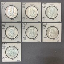 rm) アメリカ銀貨 50セント ハーフダラー フランクリン D ミントマーク有 1958年 1963年 7枚まとめて 外貨 硬貨 ※経年保管品 ②_画像1
