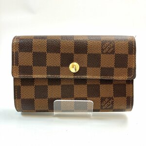 A) LOUIS VUITTON ルイヴィトン ダミエ ポルトフォイユ・アレクサンドラ N63067 三つ折財布 カード/札/コイン収納 中古 USED