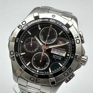 A)TAGHEUER タグホイヤー アクアレーサー CAF2010 クロノ デイデイト メンズ腕時計 自動巻 300M 文字盤ブラック ギャラ・箱・コマ付 中古