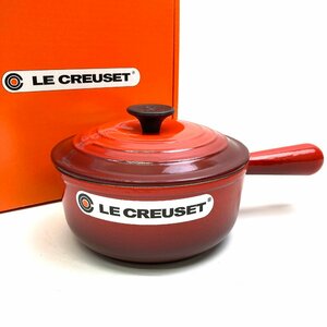 t) LE CREUSET ル・クルーゼ ソースパン 18cm 7inch 1.4L チェリーレッド 鋳物ホーロー鍋 フランス製 ※経年保管品
