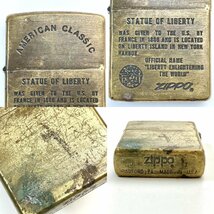 A) 【ジャンク扱い】 Zippo ジッポ ライター STATUE OF LIBERTY ソリッド・ブラス 喫煙グッズ 未着火 石無し 状態考慮 中古 USED 現状渡し_画像4