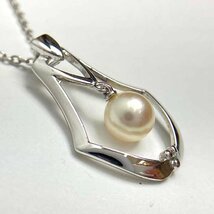 t)ミキモト MIKIMOTO ネックレス 真珠 パール幅約6.8㎜程 総重量3.7g SILVER刻印有り ブランドアクセサリー 中古 ※専用ケース有り_画像4