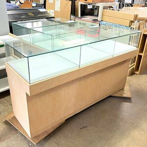 b) pickup limitation!! showcase key attaching counter glass case display width approximately 170cm store furniture store articles used * key × 2 ps attaching shipping un- possible 