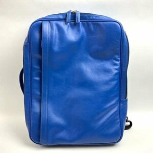A)ビジネスレザーファクトリー Business Leather Factory ビジネスバックパック ビジネスリュック 2wayバッグ ブルー 鞄 ブランド品 中古