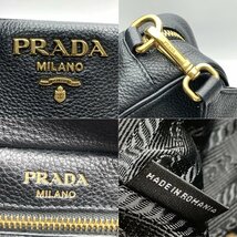 rm) PRADA プラダ ショルダーバッグ クロスボディ 1BH093 黒 ブラック レザー ※中古 ギャランティカード エントルピー鑑定書付_画像9