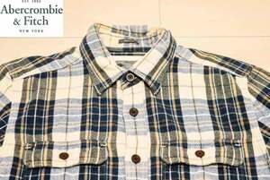 Abercrombie&Fitch アバクロ コットン 100% 長袖 ヘビーネルシャツ L 春 (J0020610)