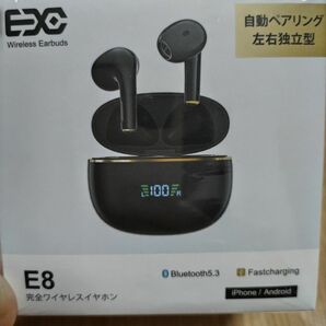 【美品】完全ワイヤレスイヤホン　E8　iPhone/Android　ブラック