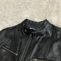 【極上の逸品】1円!! Men's Bigi メンズビギ シングルライダースジャケット 黒 ブラック 3/Lサイズ ラムレザー 羊革 超美品 ブルゾン 艶感_画像5