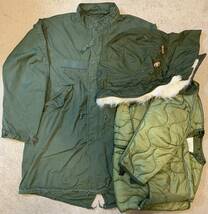 ★3点フルセット ヴィンテージ美中古&New(Dead Stock)米軍実物 Size:S USGI M-65 Fishtail Parka Full Set M-65 フィッシュテール パーカー_画像1