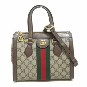 GUCCI グッチ 2wayショルダーバッグ 2wayハンドバッグ ベージュ系 レザー PVCコーティングキャンバス 中古 レディース